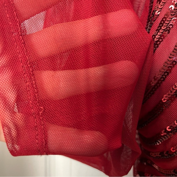 Love University Red Sequin Long Sleeve Bodysuit size Medium - Picture 2 of 9
